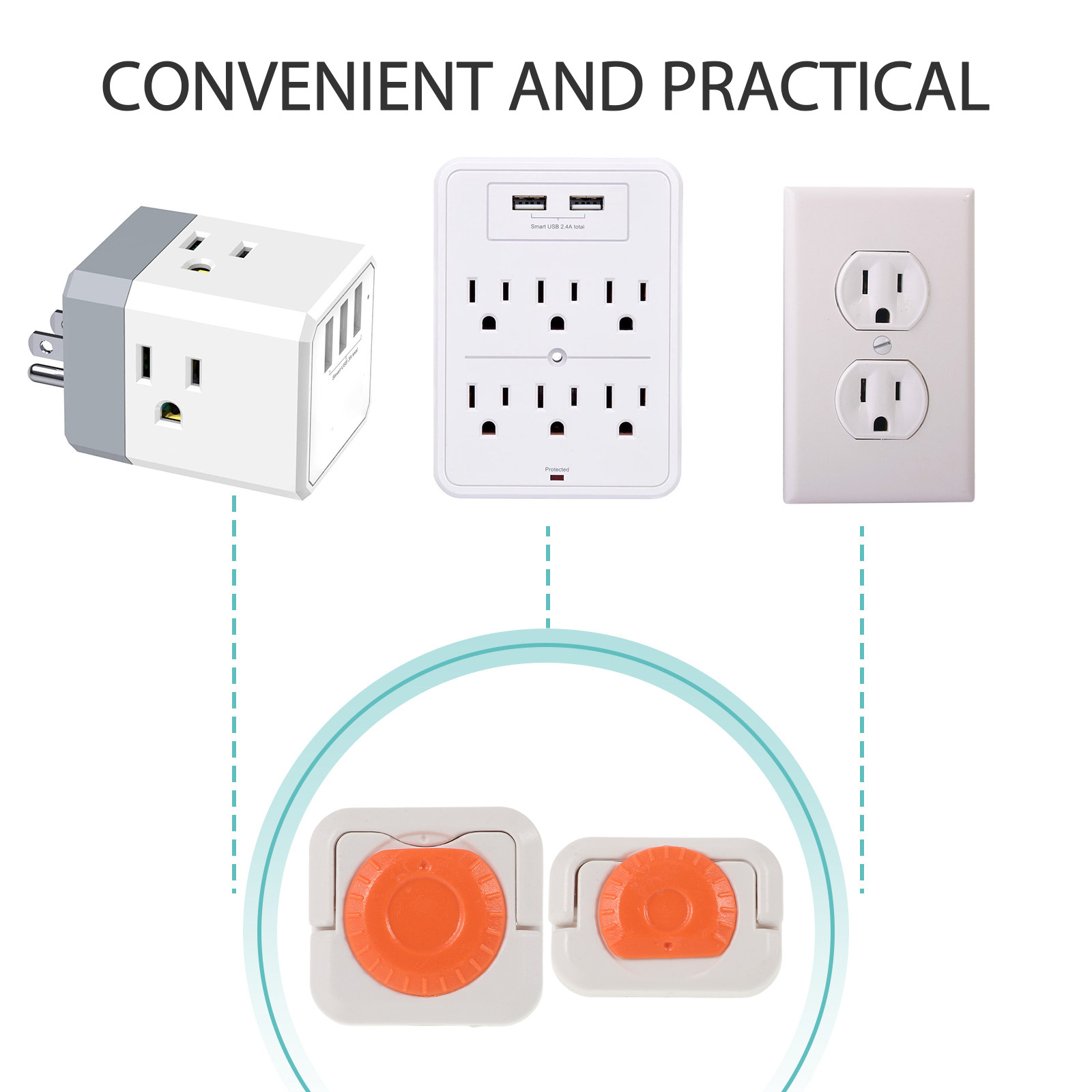 24Pcs Universal Fit Orange ABS - Outlet Cover Baby ulasan dan harga